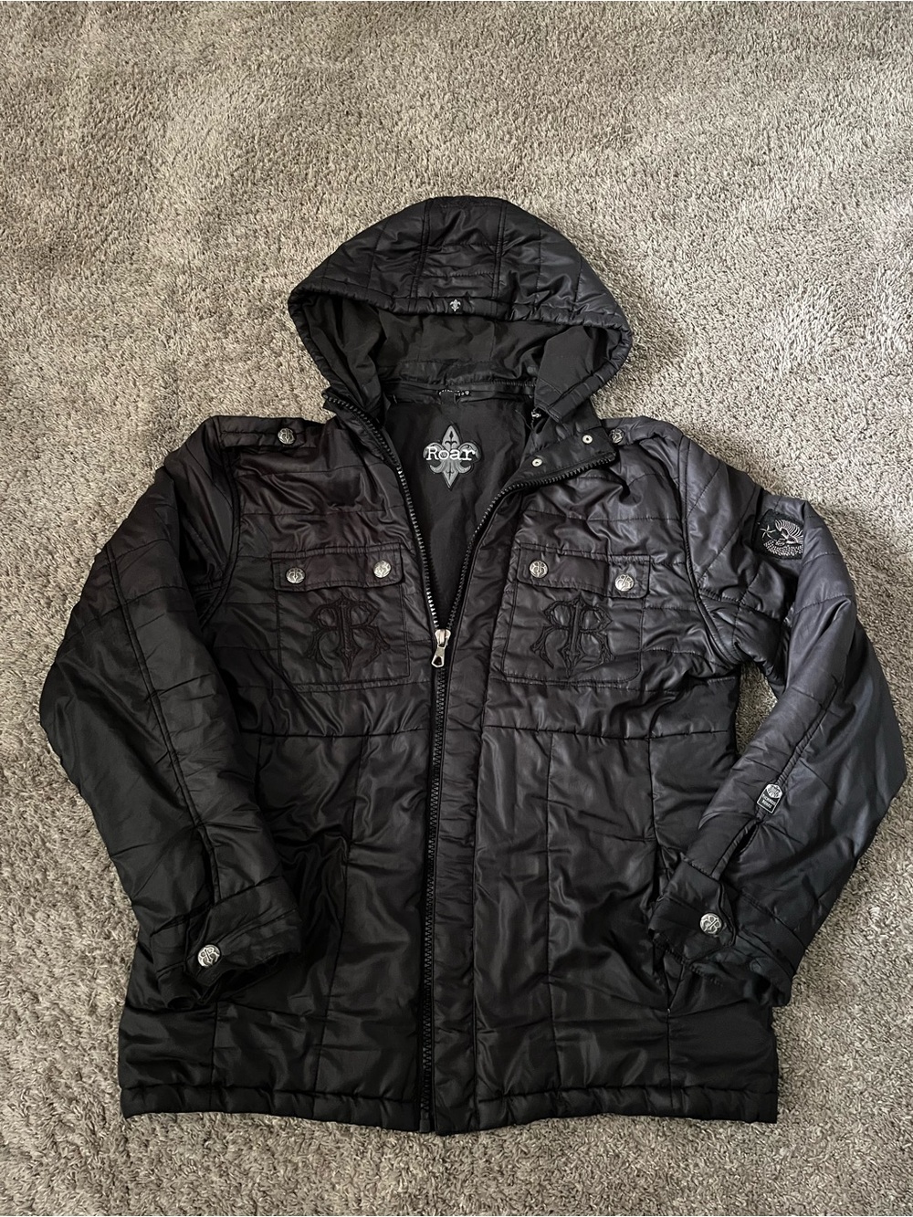 Roar Black Blaze Jacket With Detachable Hoodie Women Xl